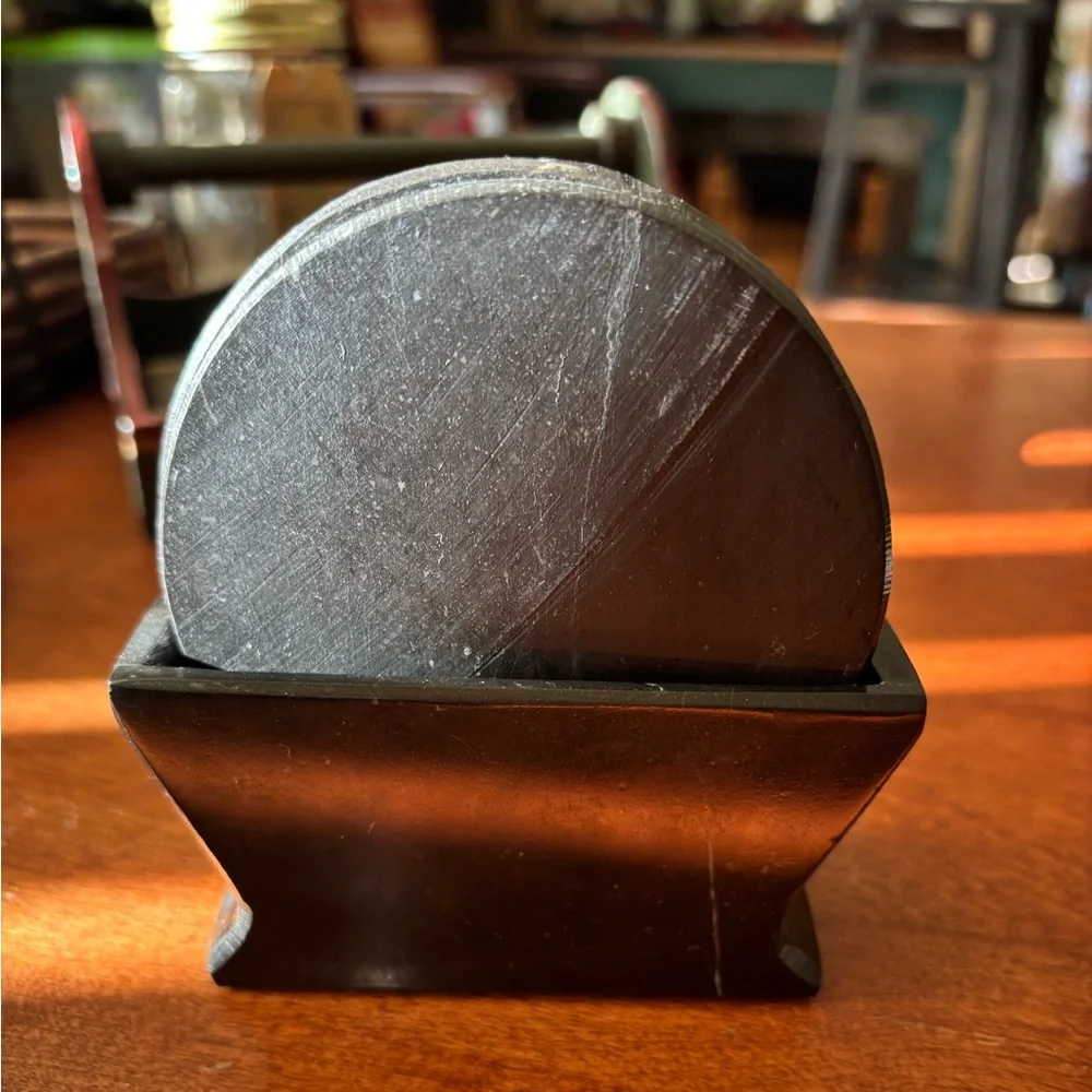 Black Marble Coasters. Set of 6